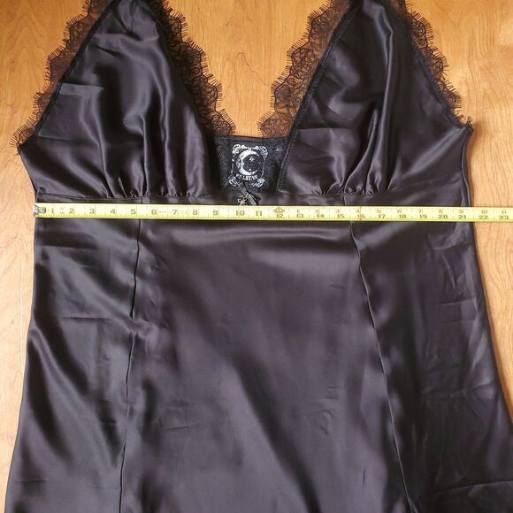 Killstar Fatal Farewell Nightdress 4XL Satin Slip Dress Black Lace Fringe Gothic - Picture 9 of 12